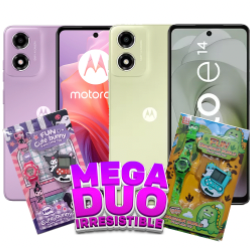 DUO MOTO E14 2/64GB LAVANDA Y VERDE + RELOJ CON TETRIS PARA NIÑO Y NIÑA