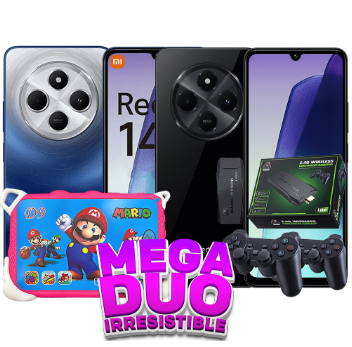 DUO XIAOMI REDMI 14C 4/128GB NEGRO Y AZUL + VIDEO JUEGO GAME STICK 20,000 JUEGOS + TABLET KIDS D9 6/256GB