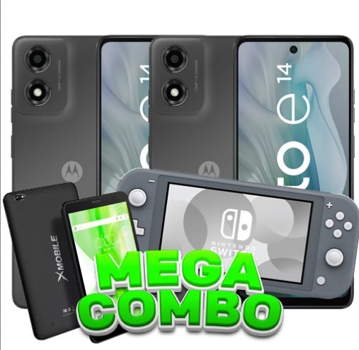 DUO MOTO E14 2/64GB GRIS+NINTEDO SWITCH LITE GRIS + TABLET XMOBILE X8 PRO 4G 3/64GB