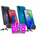 Mega Duo Moto G04s 4/256gb negro y azul + Duo Moto buds 065