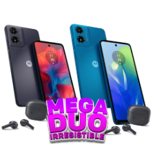 Mega Duo Moto G04s 4256gb negro y azul + Duo Moto buds 065
